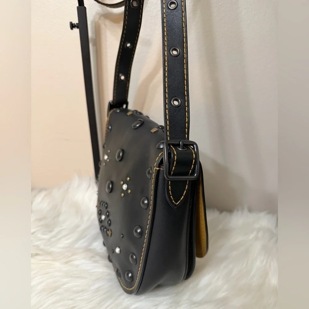 Coach Black Crossbody Bag with Studs#20115